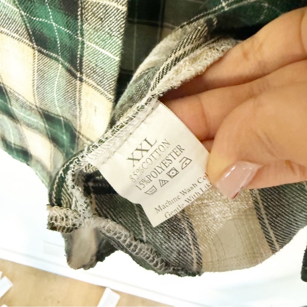 Unisex Green Plaid Long Sleeve Button Down Shirt Size XL - Picture 5 of 6